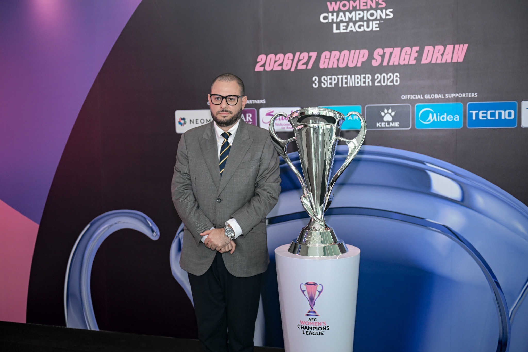 Bam Khatoon Team Manager Iman Farzin with the AFC Women’s Champions League trophy at AFC House
