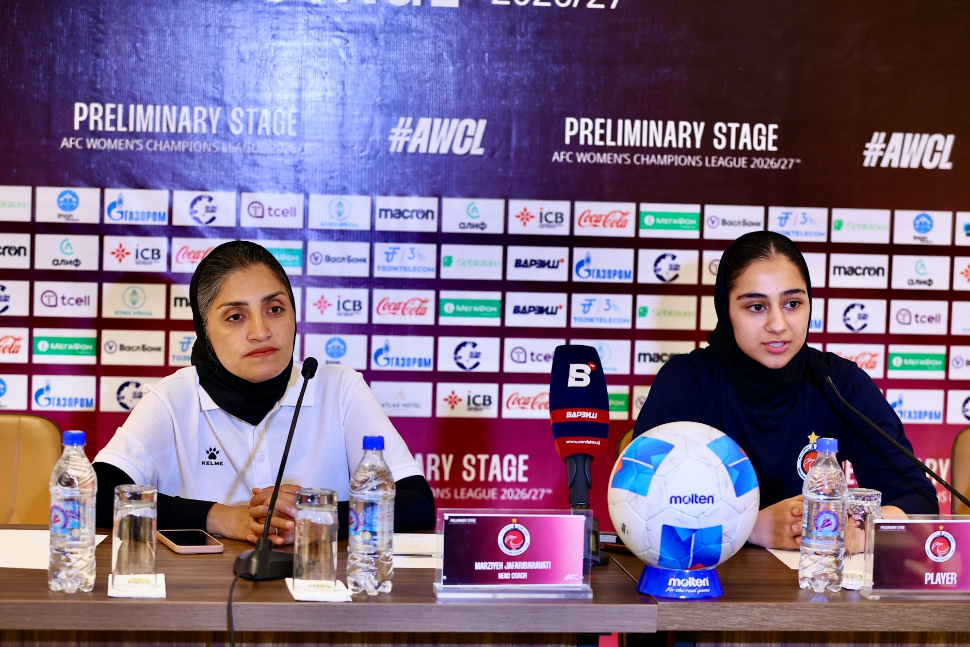 Marziyeh Jafari and Sara Didar at the AWCL press conference